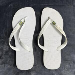 Havaianas Brazil Logo Flip Flop in White Sandal Men’s Size US 10 EU 43/4